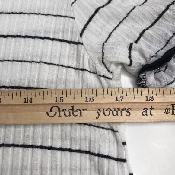 Anthropologie Postmark Top Womens Small Black White Stripe Ribbed Short Sleeve - Picture 7 of 9